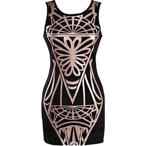 Geometric Appliqué Bodycon Dress